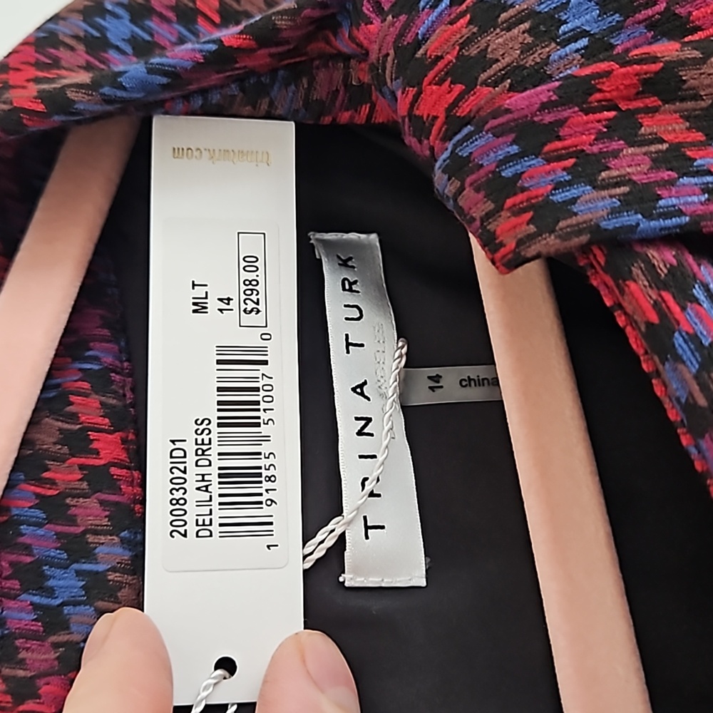 Trina Turk | Plaid Delilah Dress | Red | 14 | NWT - Picture 6 of 11